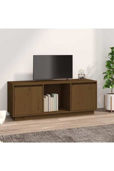Concept Comodă TV, maro miere, 110,5x35x44 cm, lemn masiv de pin