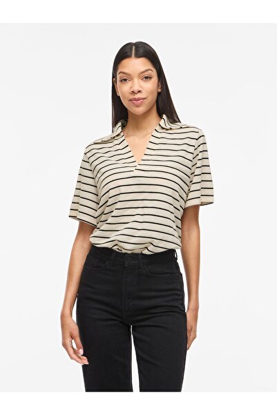 VILA Oberteil mit kurzen Ärmeln V-Ausschnitt