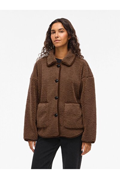 VILA Jacke Geknöpfte Teddy