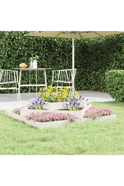 vidaxl Jardiniera, alb, 112x112x27 cm, lemn masiv de pin
