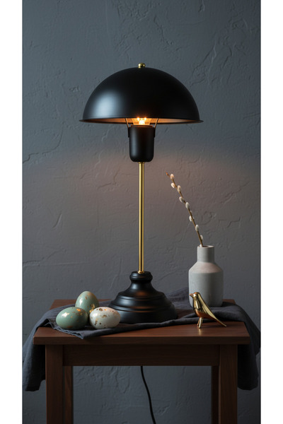 Decodelight نموذج الفطر ذو الساق المعدنية باللون الأسود والذهبي مع قبعة معدني...