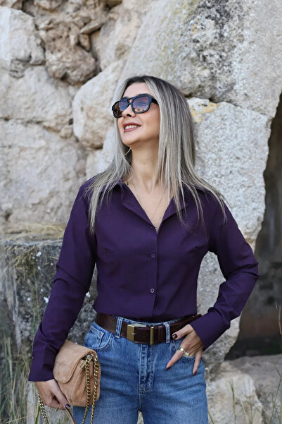 bytugcekaya Mürdüm Slim Fit Gömlek