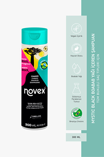 NOVEX Mystic Black - Yıpranmış Kuru Saçlar Için Saç Uçlarını Onarıcı Şampuan ...