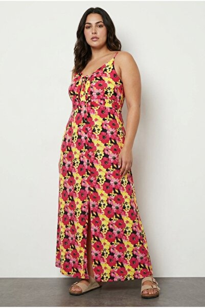 Stil Diva Φόρεμα Lycra με κουμπιά, χωρίς μανίκια, με σχέδιο λουλουδιών και σο...