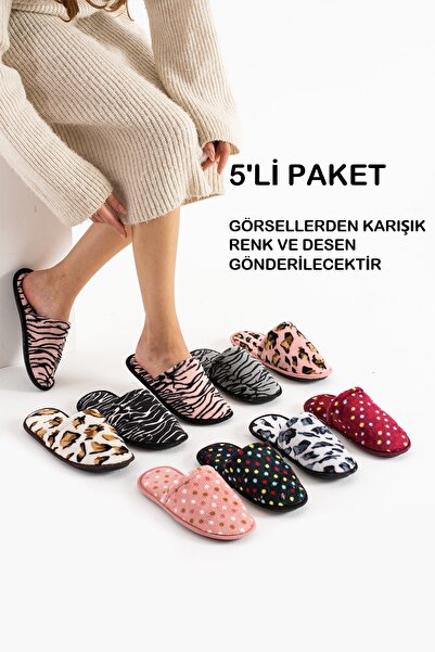 Marka Vizyon 5'li Kadın Ev Terliği Misafir Bohça Çeyiz Terliği