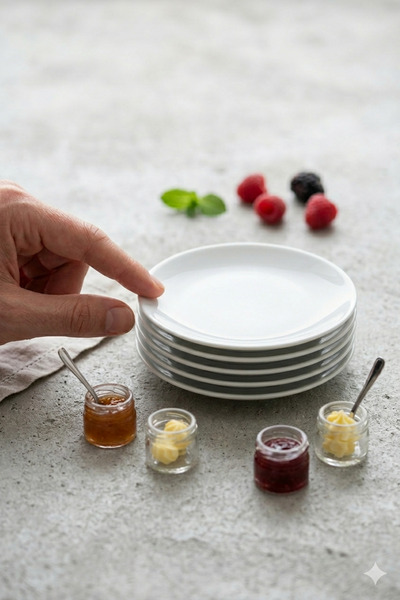 GÜRALLAR 15 Cm Porselen Mini Kahvaltı Çerez Tatlı Tabağı 6 Adet