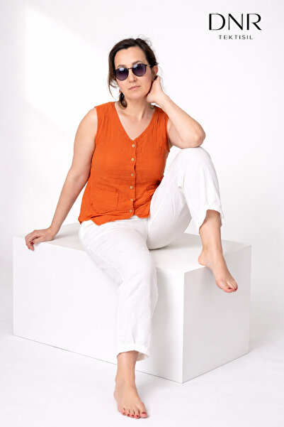 Turkotton 100% موسلين مع تفاصيل أزرار قطن سترة