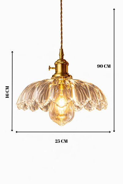 Luna Lighting Petra Model Şeffaf Cam Klasik Sarkıt Tekli Avize