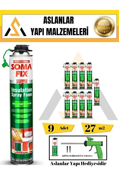 Somafix Poliüretan Termal Isı Ve Ses Yalıtım Sprey Köpük (9 ADET)