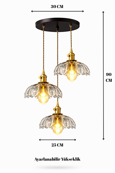 Luna Lighting Petra Model Şeffaf Cam Klasik Oturma Odası Salon Mutfak Antre Sarkıt Tekli Avize