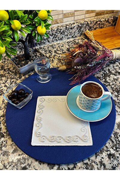 Aylia Home 6 Adet Boncuklu Sunumluk Peçete,Kokteyl Peçete,Kahve Yanı Sunum Pe...