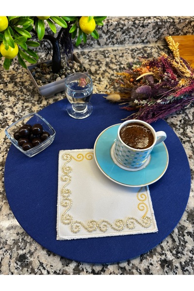 Aylia Home 6 Adet Boncuklu Sunumluk Peçete,Kokteyl Peçete,Kahve Yanı Sunum Pe...