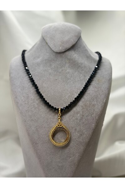 Tralles Takı قلادة كريستال بإطار قطرة مناسبة لارتداء نصف ذهبي