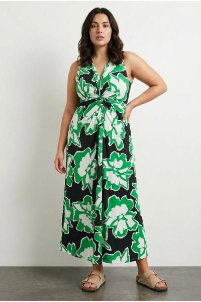 Stil Diva Rochie din Lycra cu decolteu în V, mărime mare, cu mâneci zero, imp...