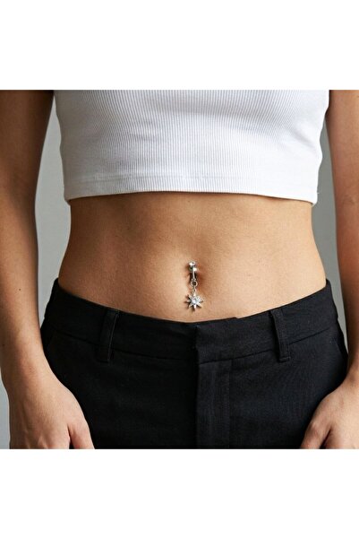 Heppii Deliksiz Kuzey Yıldızı Sallantılı Sıkıştırma Klipsli Göbek Piercingi B...