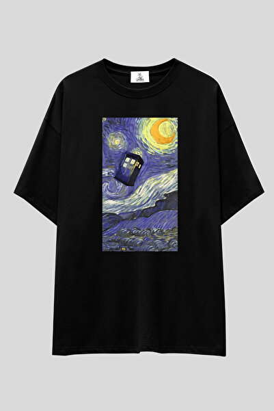 UmbraWear Tricou Dr. Who |   Tricou unisex, 100% bumbac, cu imprimeu alb-negr...