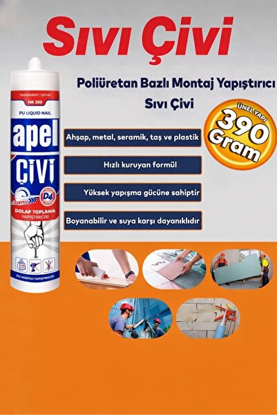 Genel Markalar Pu Sıvı Çivi Montaj Kiti Silikon 390 gr.