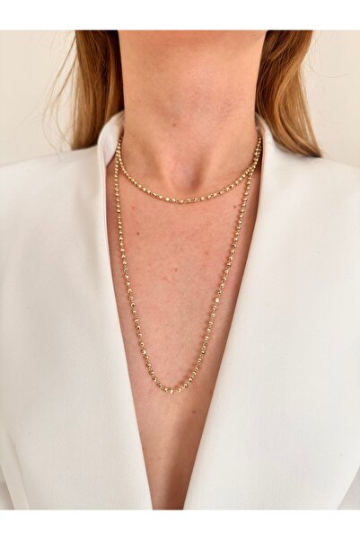 Charmist 14K Çelik Üzeri Altın Kaplama 90 Cm Kombin Zincir