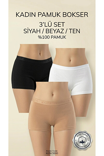 KOTA Kadın 3'Lü Boxer Pamuklu Külot