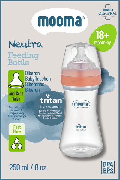 MOOMA Neutra Doğal Tepkili Antikolik Tritan Biberon 250 ml 18 Ay+ (Hızlı Akış...