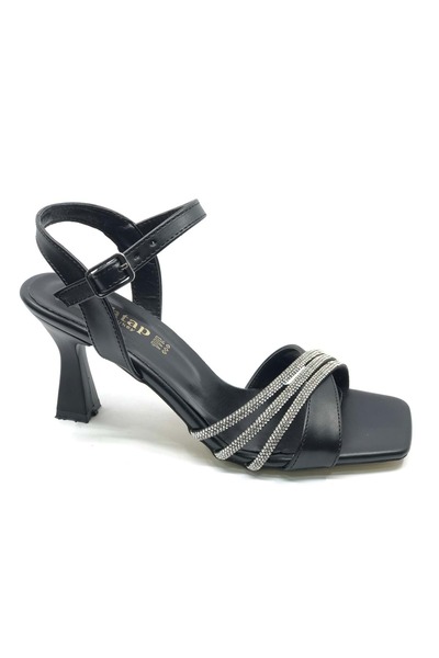 KOCAMANLAR Mehtap Three Stripe Stone 8 cm Heeled Women's Evening Dress Shoes ...