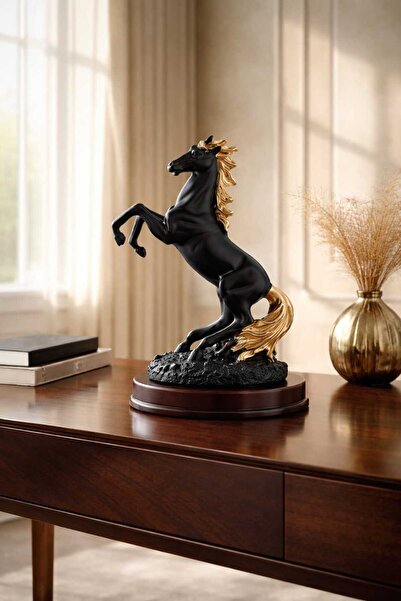 Yaratıcı sanatlar atölyesi Büyük Boy Şahlanan Yabani At Heykel 32 Cm Polyeste...