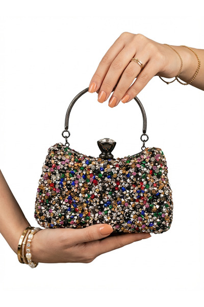 Çanta Trend Rochie de seară model geantă cu mâneci lungi și aplicații de piet...