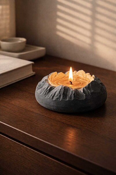 Yaratıcı sanatlar atölyesi Dekoratif Masa Üstü Dağ Temalı Taş Mumluk ve Kokul...