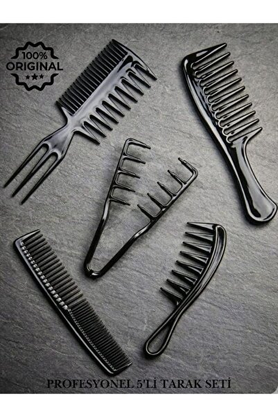 HİROS'H 5’li Profesyonel Siyah Tarak Seti Kuaför Tipi Saç Açma Ve Şekillendir...