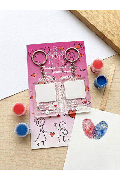 FLOCON Parmak İzi Çift Anahtarlık Seti – Kişiye Özel Sevgili ve Arkadaş Anaht...