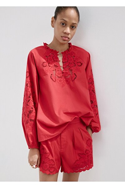 MANGO Woman İşlemeli ajur örgü bluz