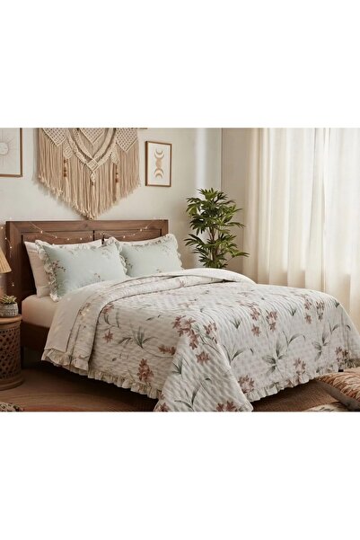 Çapa Home Fırfırlı Demre Empirme Baskılı Stone Wash Micro Soft Çift Kişilik Y...