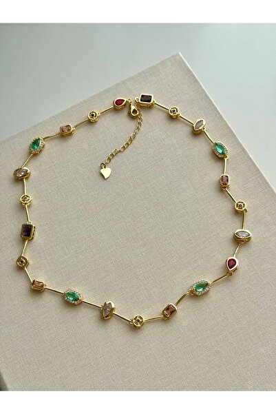 Daynav Altın Renkli Taşlı Tam Tur Kolye