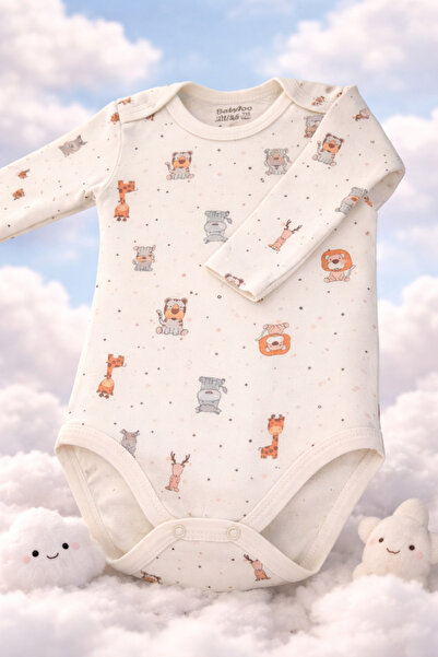 BABY TOO TEXTİLE Uzun Kollu %100 pamuklu Çıtçıtlı Body Renkli Dijital Baskılı