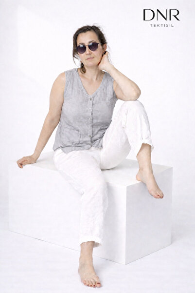 Turkotton 100% Cotton Button Detailed Muslin Vest