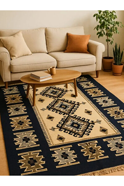 OEM Covor tradițional țesut, reversibil, dimensiune 80x125 cm, maro și crem, ...