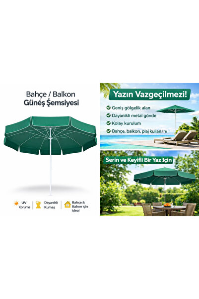 Çiçek Şemsiye 10 TELLİ Eğilebilir Plaj ,havuz ,bahçe ,balkon Şemsiyesi Branda Kumaş 2 Metre