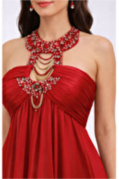 Zeyn KADIN ABİYE STRAPLEZ DRAPELİ ŞİFON UZUN ELBİSE