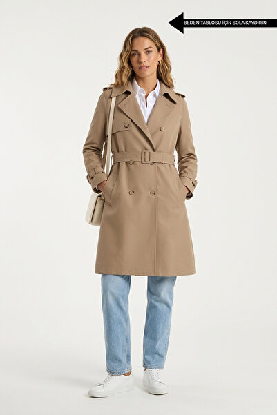 Water Repellent Anti-Wrinkle Fabric Trench Coat K.bej 5730