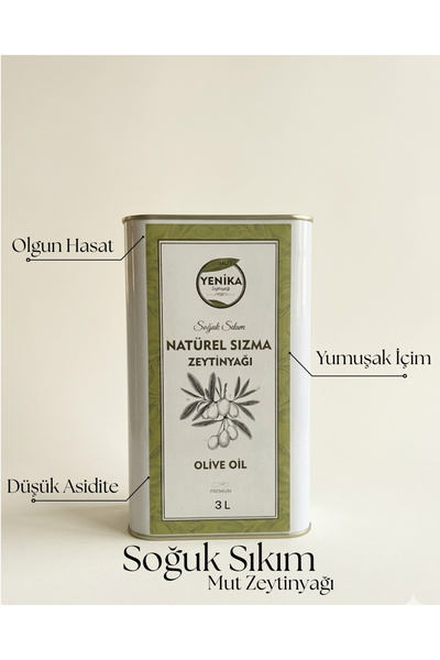 Mut Yenika Soğuk Sıkım Natürel Sızma Zeytinyağı 3 Lt