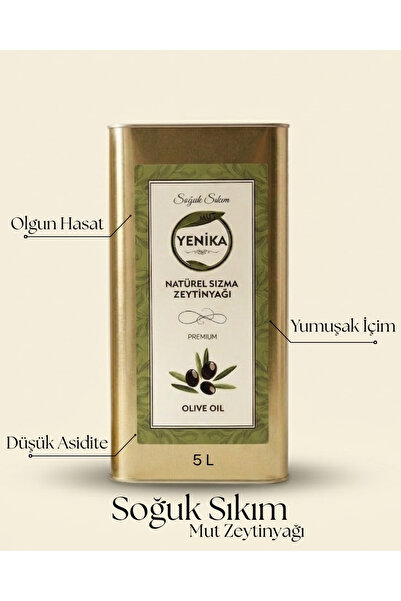 Mut Yenika Soğuk Sıkım Natürel Sızma Zeytinyağı 5 Lt