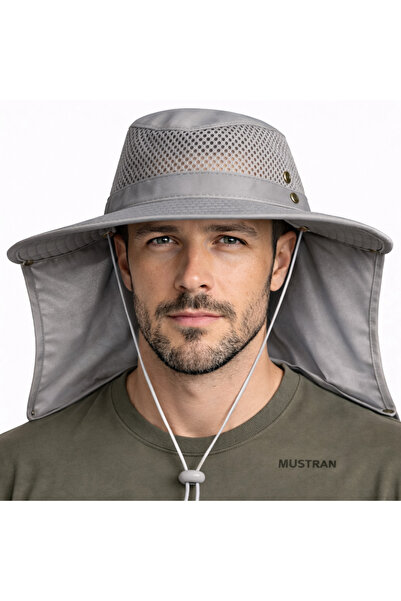 Mustran Uv korumalı Enseli Güneş Şapkası - Unisex Outdoor Safari Şapka / Kamp...