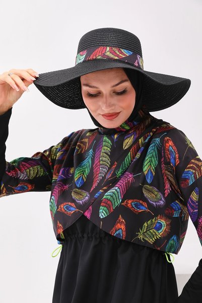 MAG FASHİON Black Hijab Bonnet Daily Use Sports Bonnet Swimming Bonnet Sea Pool Hijab Swimsuit Bonnet Shawl
