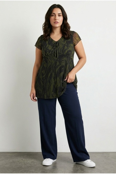 Stil Diva Tricou cu mânecă scurtă și decolteu în V, căptușit, transparent, mă...