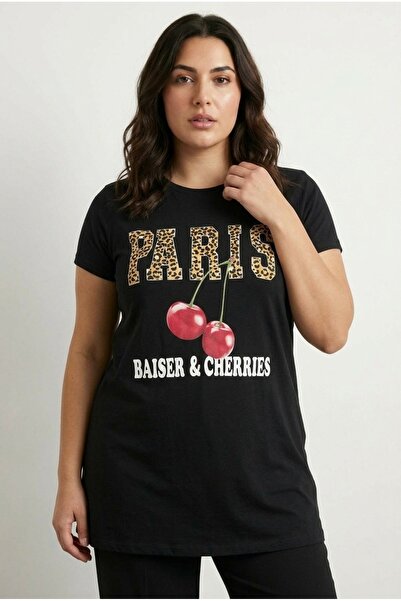 Stil Diva Футболка великих розмірів з круглим вирізом, короткими рукавами, пр...