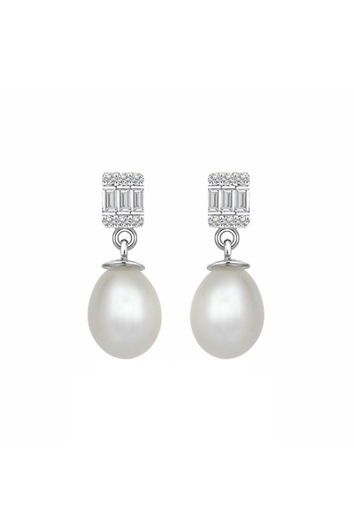 Altınbaş Kadın Pırlanta Baget İnci Küpe MEL112-8K