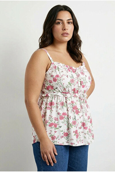 Stil Diva Μπλουζάκι με λουλουδάτο σχέδιο με λουράκι με τετράγωνο γιακά 322694