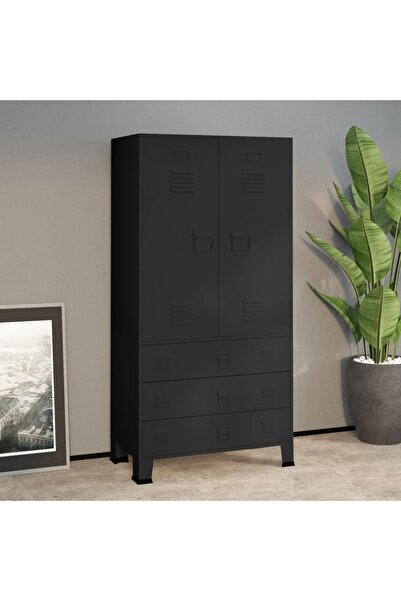 Concept Șifonier industrial, negru, 90x50x180 cm, metal