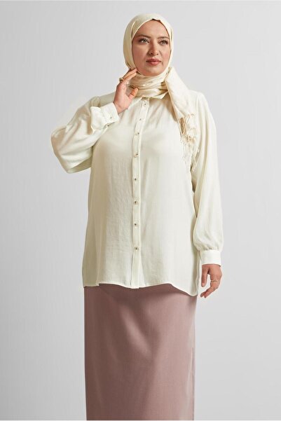 Alvina Shirt Collar Large Size Tunic 20750