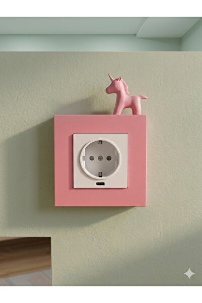 Çocuk Odası İçin Unicorn Figürlü Priz Süsü (8.4x8.1 cm İç Ölçü)